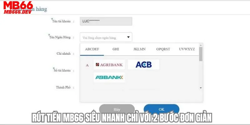 Rút tiền MB66 siêu nhanh chỉ với 2 bước đơn giản 